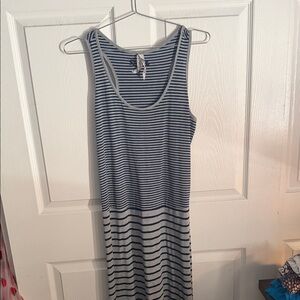 Seven7 Blue and Grey Striped Maxi Dress